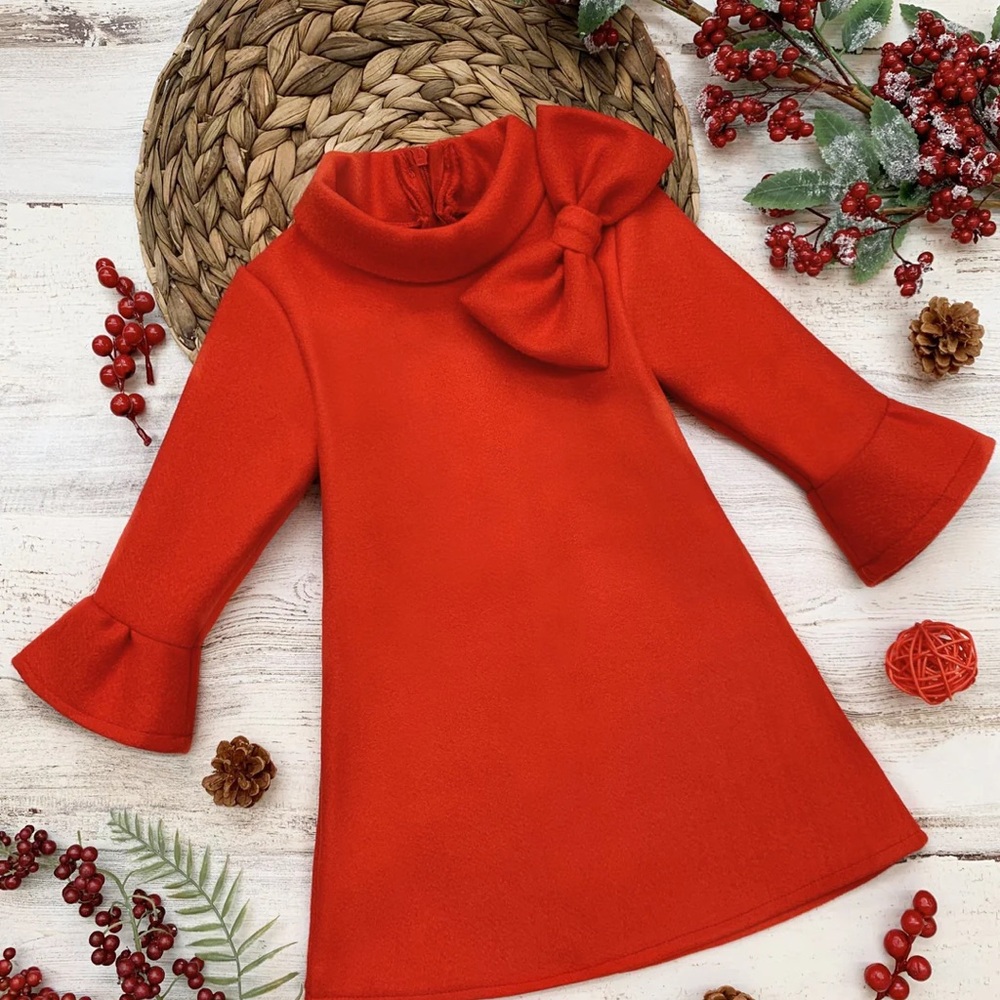 Fancy Fabulous Bow Cherry A-Line Dress - Mia Belle Boutique